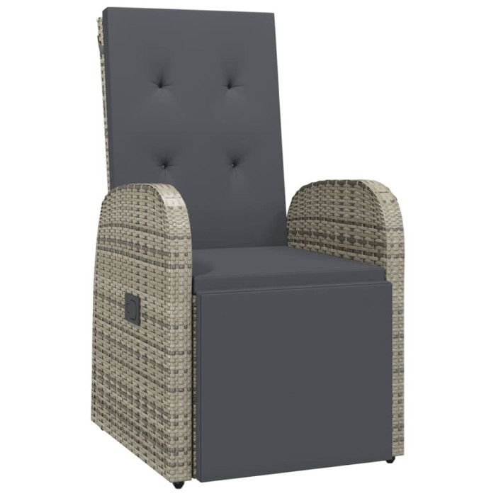 VidaXL Chaises de jardin inclinables coussins 2pcs Gris Résine tressée 319541