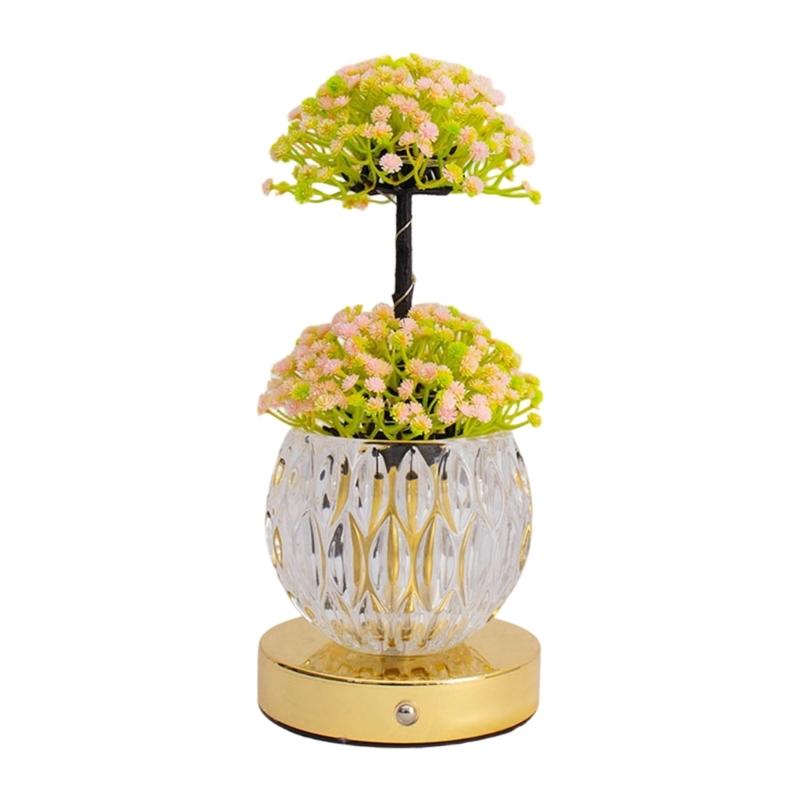Decorative Flower Glass Bottle USB Night Light Decorative Lamp with Touch Control for Living Room Bedroom Dining Room