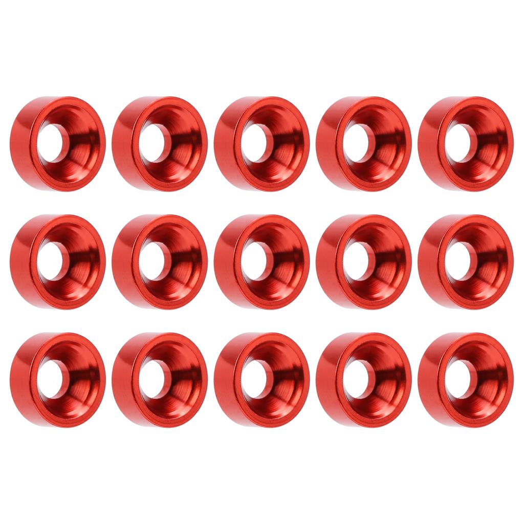 15pcs M3 Countersunk Screw Washer Aluminium Alloy Concave Gasket Fit for RC ModelRed