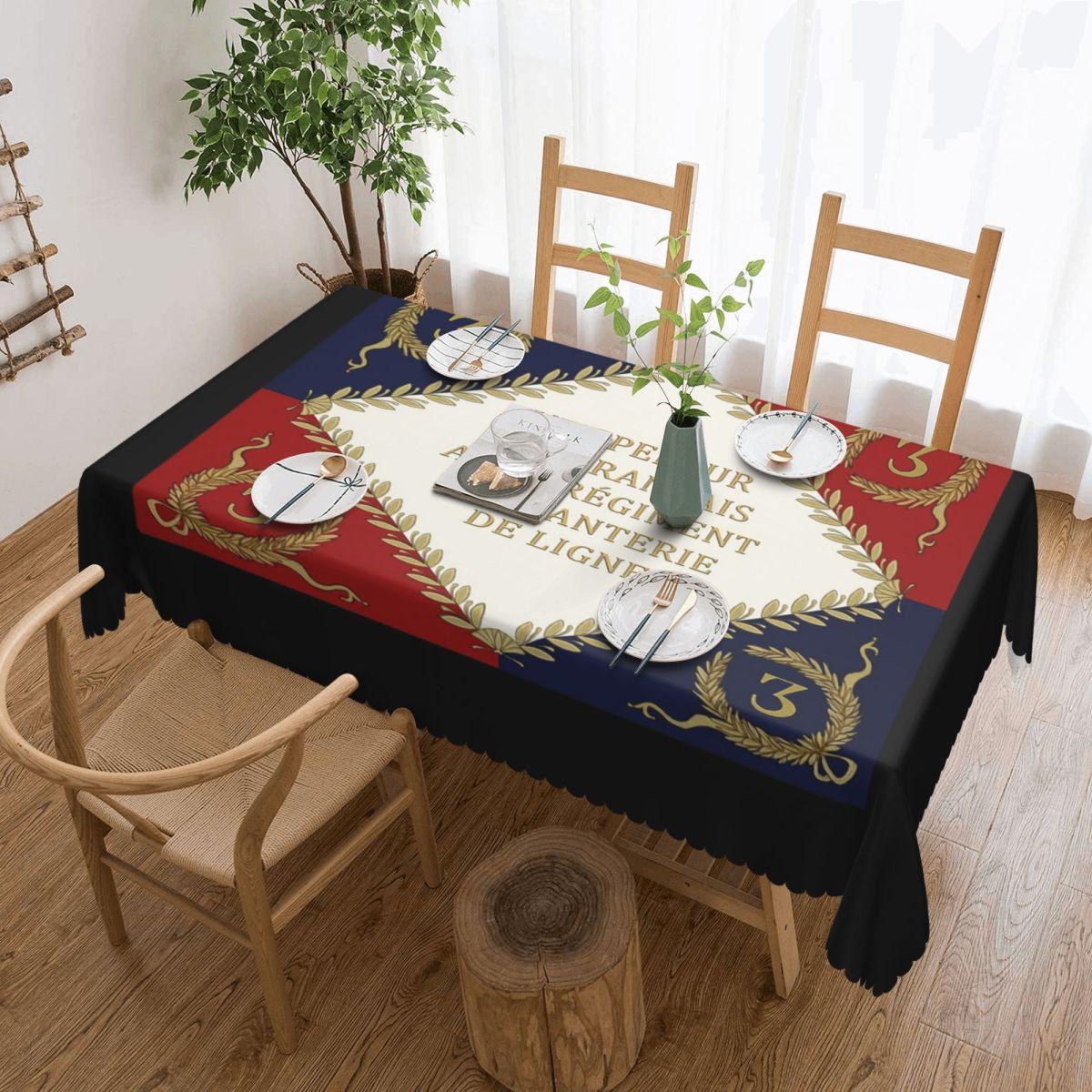 Napoleonic French Regimental Flag Custom Rectangular Tablecloth Oilproof Table Cover for Dining Events Table Cloth 137x183cm