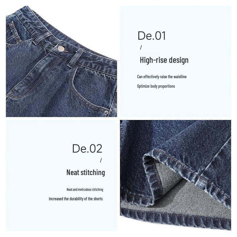 MJ STYLE Women's A-Line High-Waist Denim Shorts