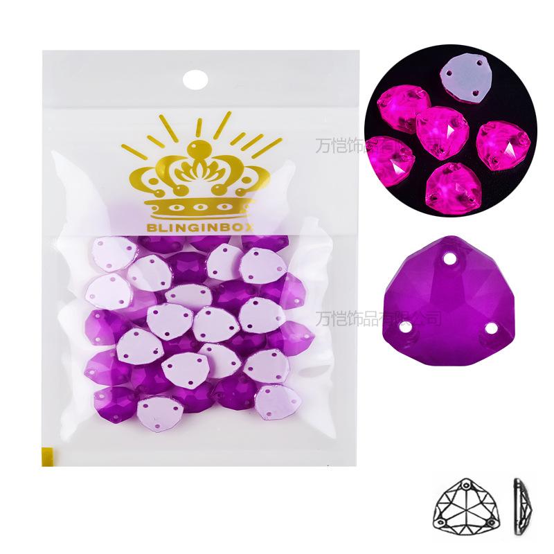 Glass Fat Triangular Flat Bottom Hand Sewn Drill, Neon Fluorescent Flat Buckle Rhinestone Jewelry Accessories Diy Clothing Accessories Sticker Drill