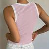 Y2K Women Summer Sleeveless Causal Striped Slim Fit Vest Bare Midriff Tank Top
