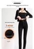 Women's Black High-Waisted Velvet-Lined Skinny Pants for Autumn/Winter 2025