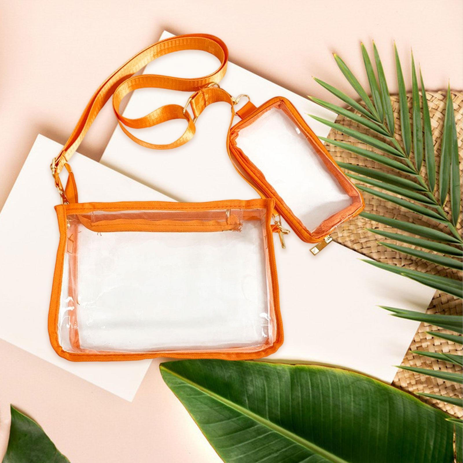 Прозрачная сумка большого объема через плечо для спортивных мероприятий уличных фестивалей оранжевый 1400₽