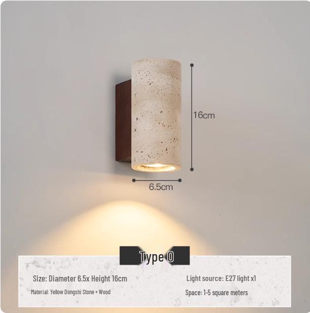 Wabi-Sabi Gelbe Travertin Nachttischlampe: Retro-Stil für Schlafzimmer & Wohnzimmer