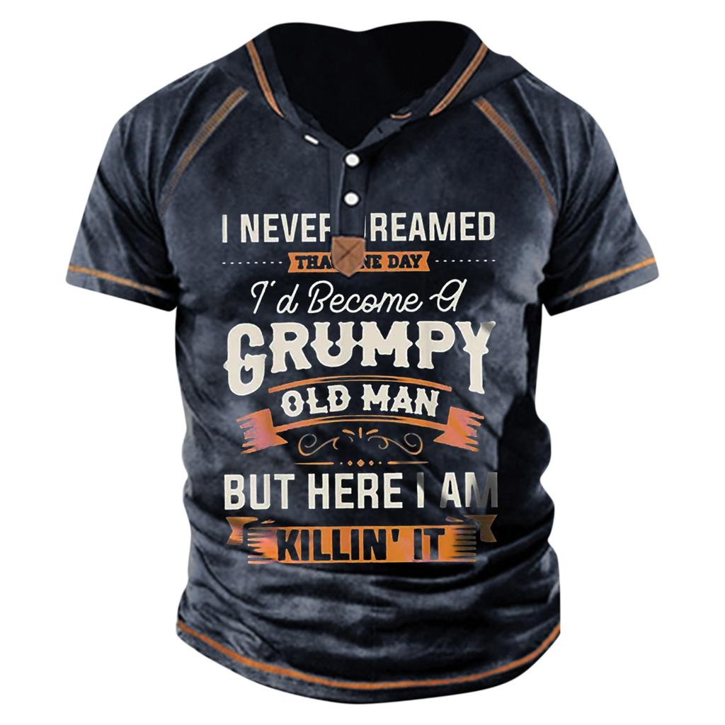 Herr T-shirt med tryck Utomhus Street Kortärmad Huvförsedd Knapp T-shirt