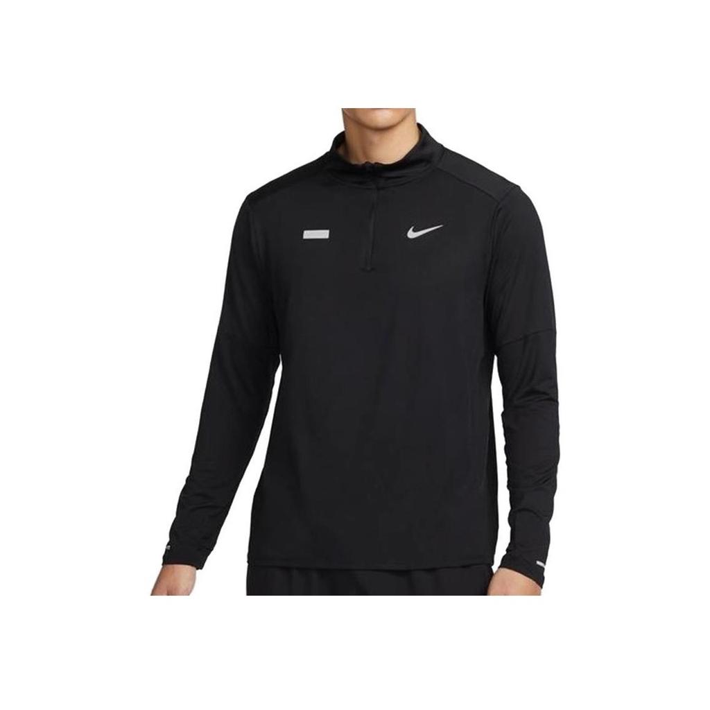 Nike Solid Color Stand Collar Long Sleeve Half Zip Running T-Shirt Men Tops Black FB8557-010