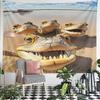 Funny Crocodile Group Selfie River Nature Tapestry Wall Hanging Alligator Close Up Wildlife Decor for Bathroom Man Cave Cabin Gift