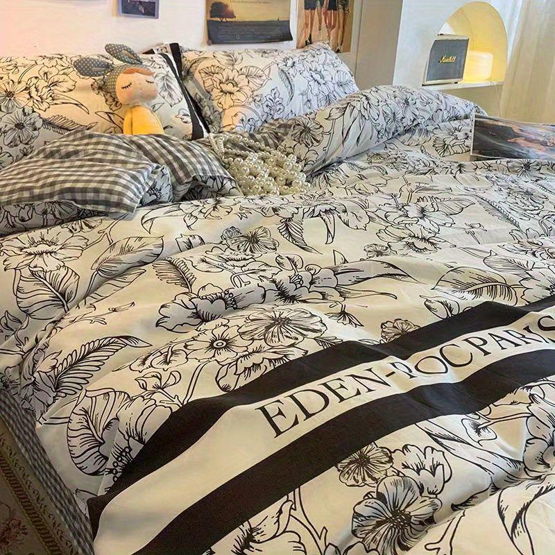 Aesthetic Powder Pink Spring/Summer Washable Cotton Bedding Set - Dorm-Friendly Duvet Cover and Sheets