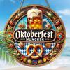 Wooden Oktoberfest-Inspired Ornament - Beer, Wheat & Leaves Designfor Door, Wall, Home, Room, Farmhouse, Street, Shop, Garage, Bar, Garden, and Coffee