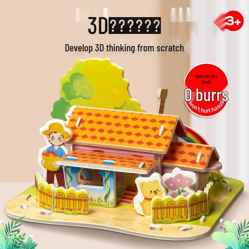 3D Stereoscopic Small House DIY Puzzle for Kids Ages 3-6 - Educational Paper Craft Toy