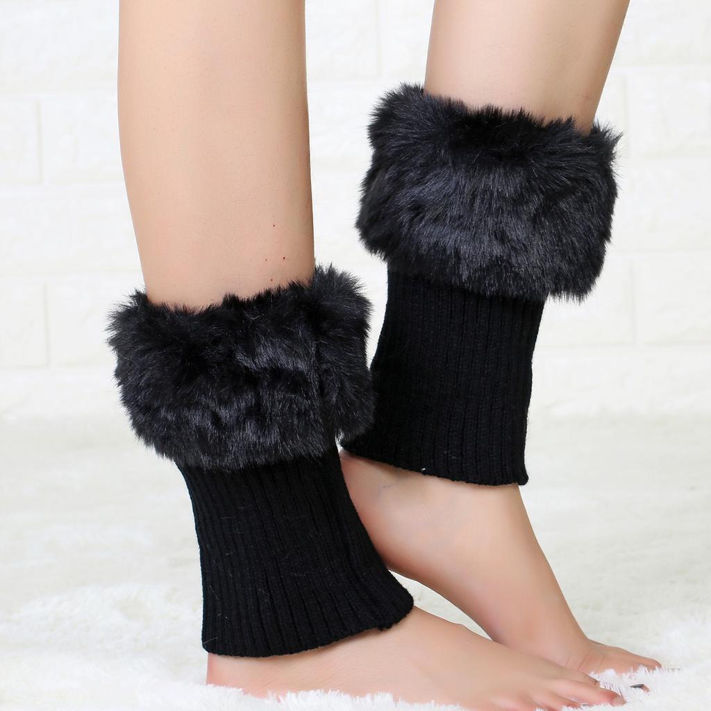 New Autumn and Winter Short Flip Plush Thermal Socks Boot Cover Women's Spice Girl Jk Wind Knitted Wool Leg Guard Foot Cover Women's Leg Cover