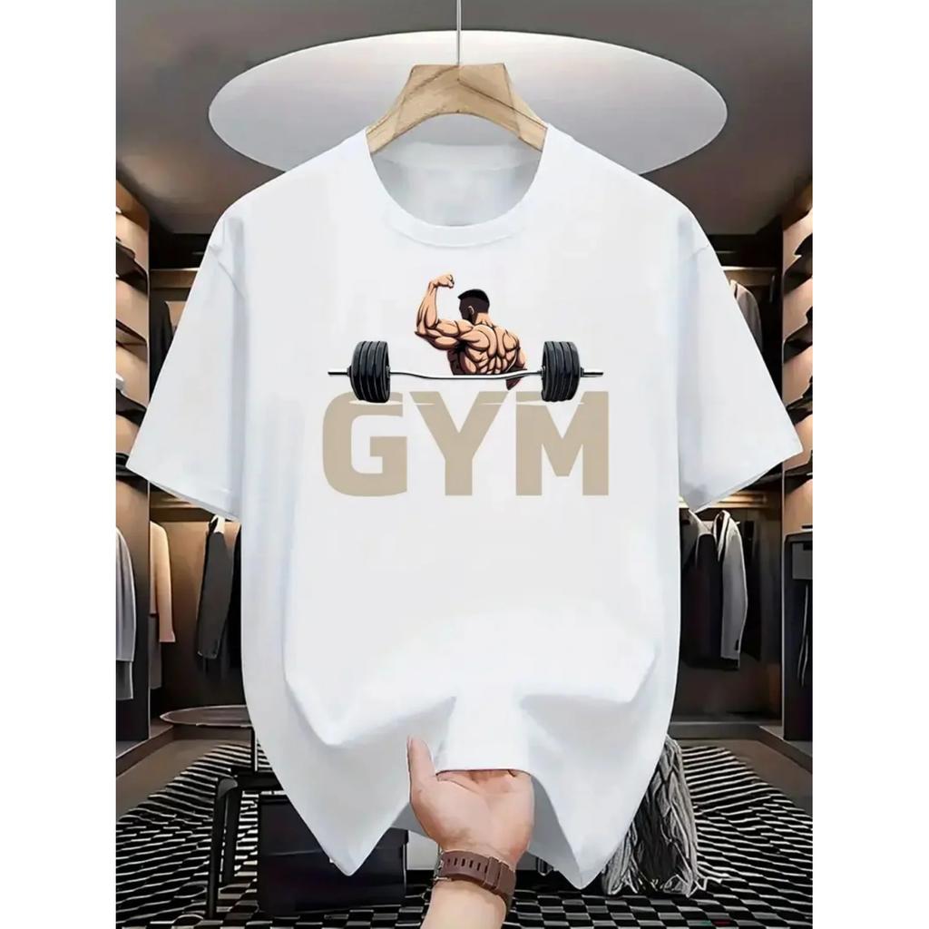 Muscle Man Cotton TShirt Gym Casual Athletic White Tee Mens Fitness Workout Style