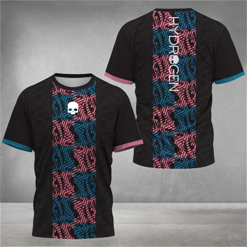 Summer Y2k Men's Tennis Men T-Shirts Fashion Striped Printed O-Neck Short Sleeve Tees Breathable Quick-Drying Sports Tops