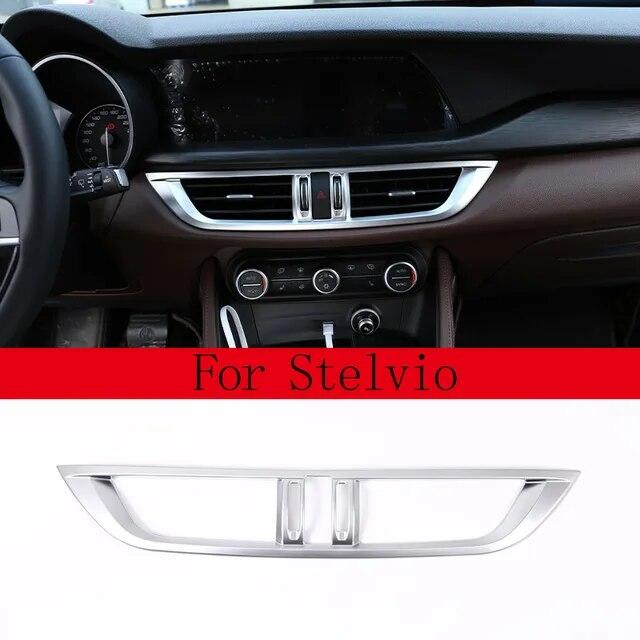 For Alfa Romeo Giulia Stelvio 2017 2018   ABS Carbon Fiber Car Interior Center Console Air Conditioning Vent Frame Trim