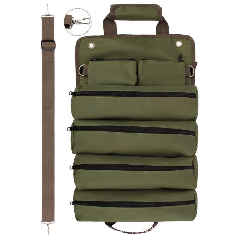 Slitstark Vattentät Verktygsväska i Oxfordtyg, Bärbar, Stor Kapacitet, Multifunktionell, Vikbar - Idealisk för Förvaring av Verktyg och Användning på Arbetsdagen.