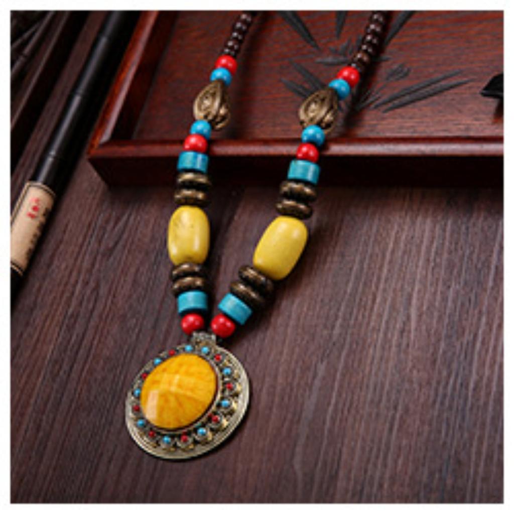 Landie Yunnan Tibetan Ethnic Style Bohemian Necklace Bead String Performance Pendant Accessories