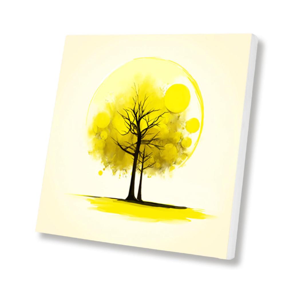 Golden City Tree Painting, Canvas Art, Good Fortune, Luck Enhancement, Feng Shui Art, Fantastic Tree, 30cm x 30cm Art Panel