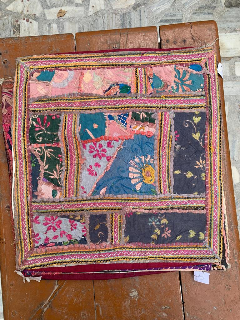 Hand Embroidered Cotton Pillow Cover: Bohemian Decorative Cushion