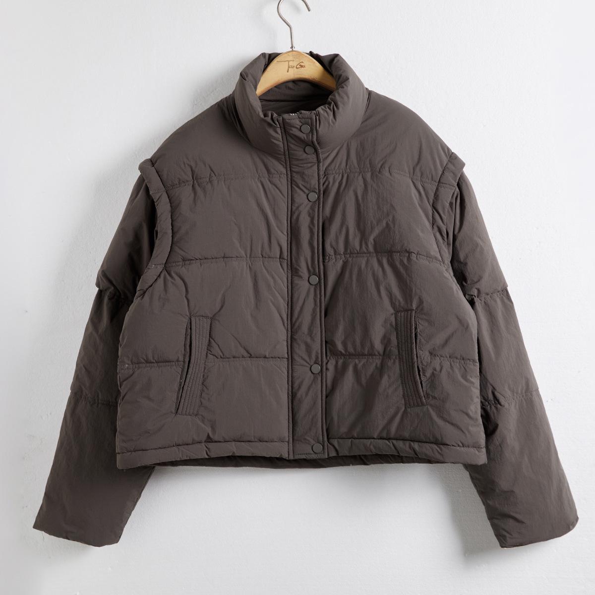 

Liziqi 2024 Зимняя куртка из хлопка свободного кроя со стойкой, корейский дизайн, маленький размер, теплая, стеганое пальто. One Size (Recommended 80-140 lbs) кофейный