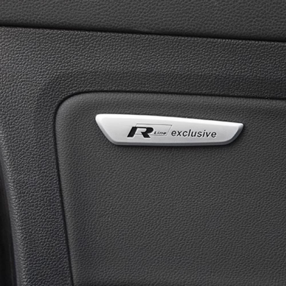 Rline Exclusive Badge For VW Sticker 2pcs Interior Armrest Sticker Rline Emblem Sticker For VW Bora Golf CC Tiguan Passat GTI
