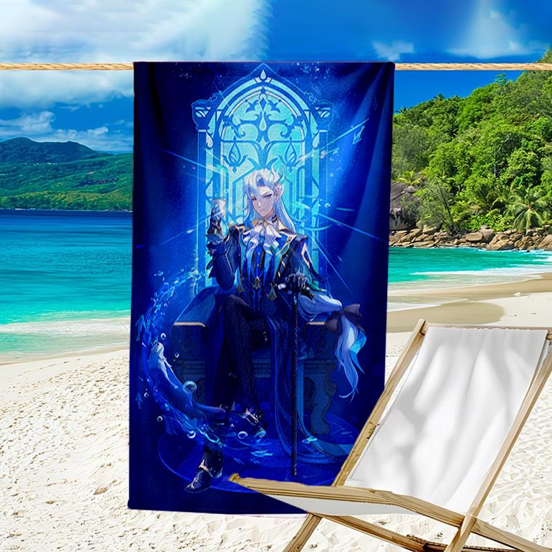Proof Beach Towel with a Genshin Impact Navelette Pattern - Soft,absorbent,quick-drying,machine Washable - Perfect for Swimming,camping,bathing