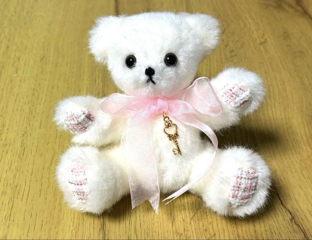 [USED] Limited-time Offer: White Stuffed Toy Teddy Bear Fiony White Pink Bear