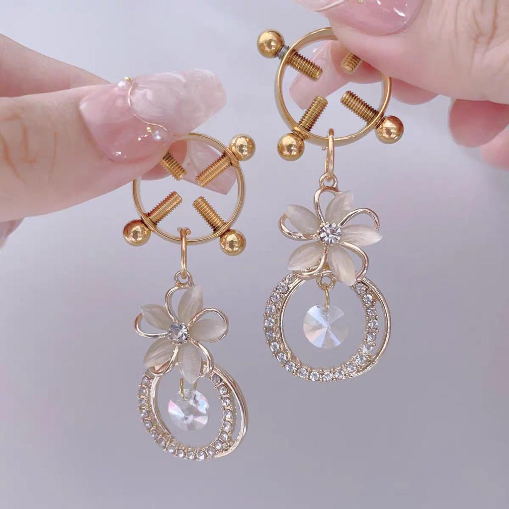 Adjustable Diamond Nipple Clamps with Anal Plug Training & Teasing Toys