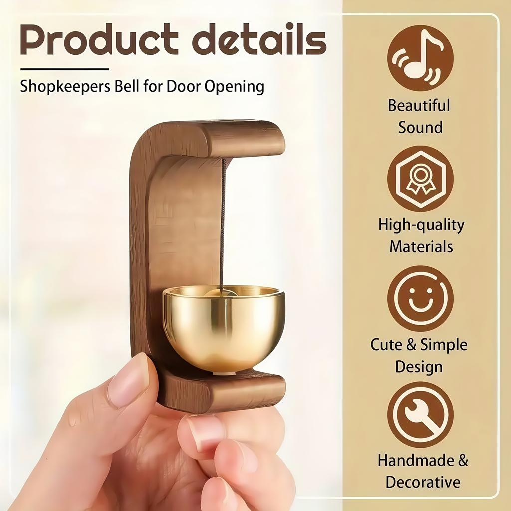 1PC Magnetic doorbell with adhesive backing; brass wind chime set, easy to install, durable and stylish festive home entrance decoration.