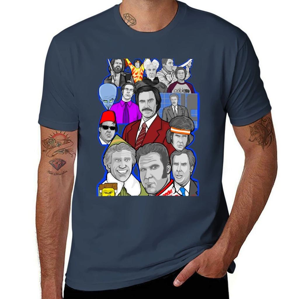 Will Ferrell Collage Art Tribute Tshirt Casual Loose Fit Summer Tee Shirt