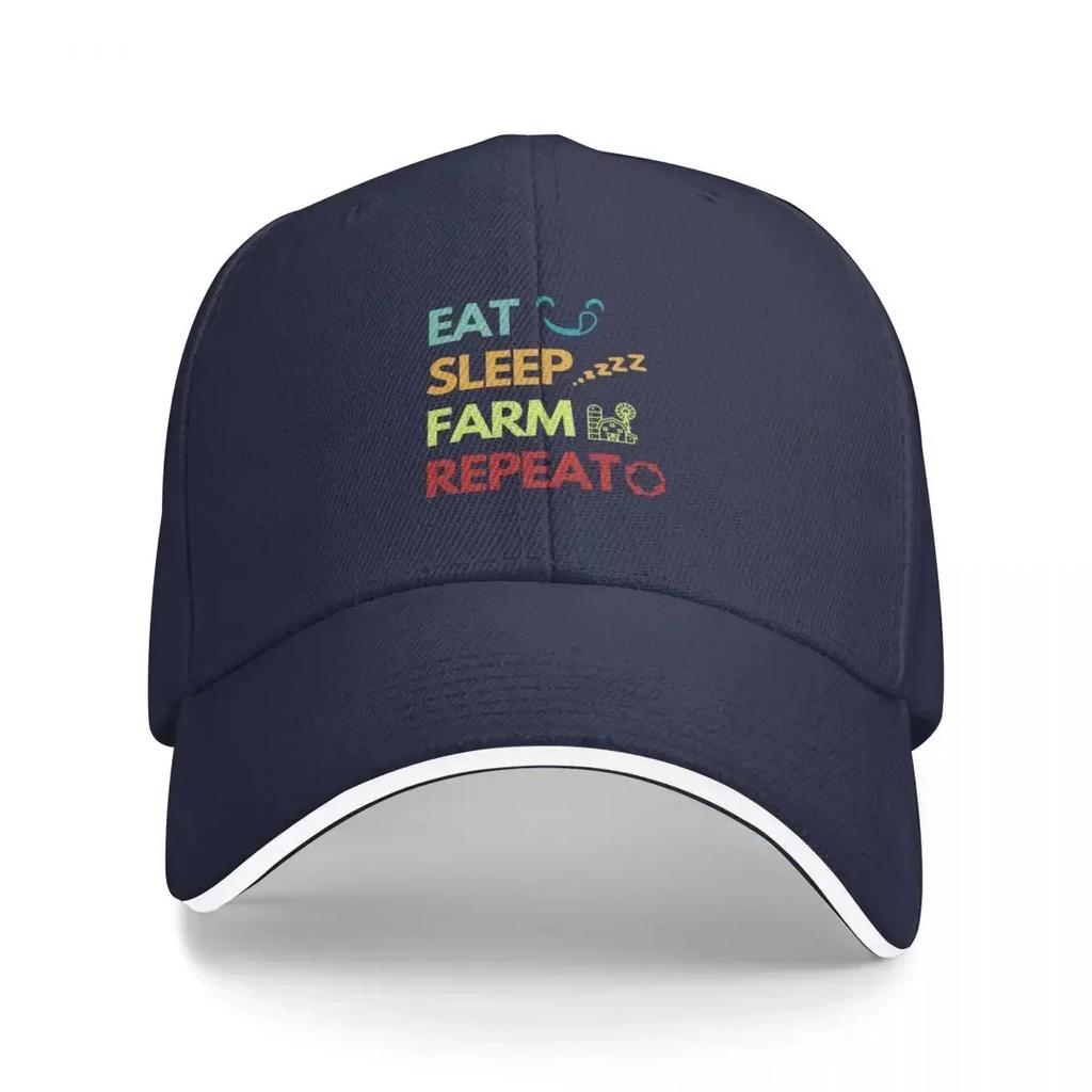 Eat sleep farm repeat  Farm quote Baseball Cap tea Hat Bobble Hat Unisexs Caps Womens