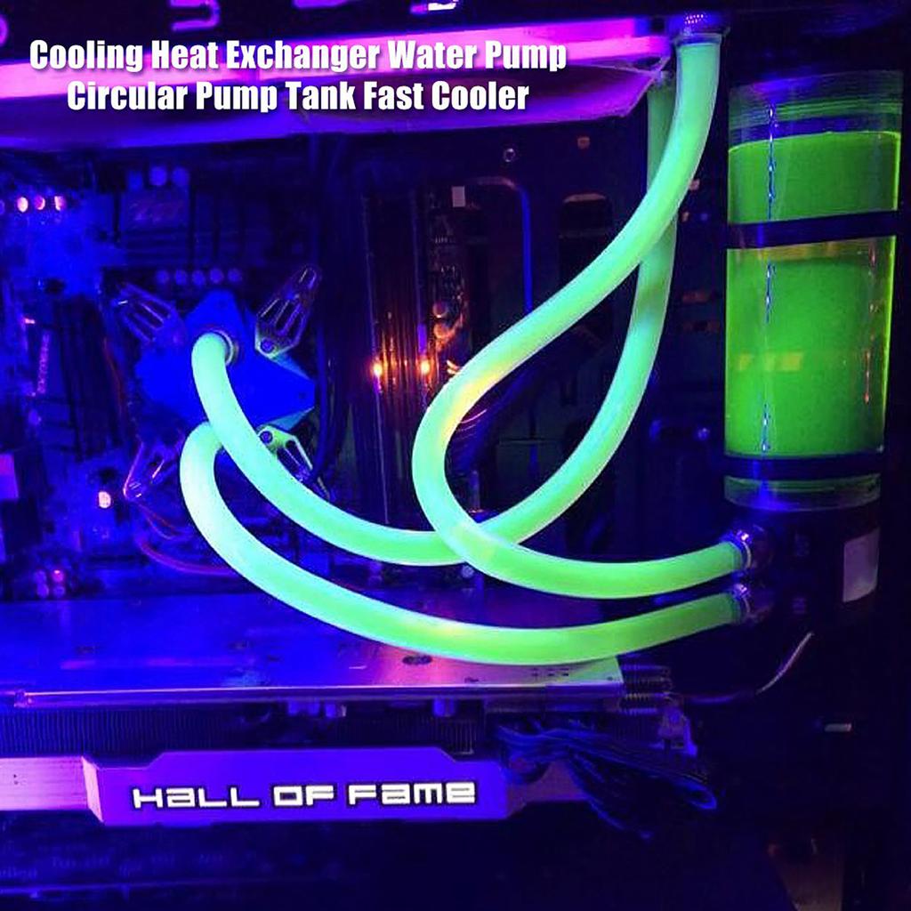 Details About 500L/H 10W DC 12V CPU CO2 Cooling Water Cooler Pump Tank Heat Exchanger Mute