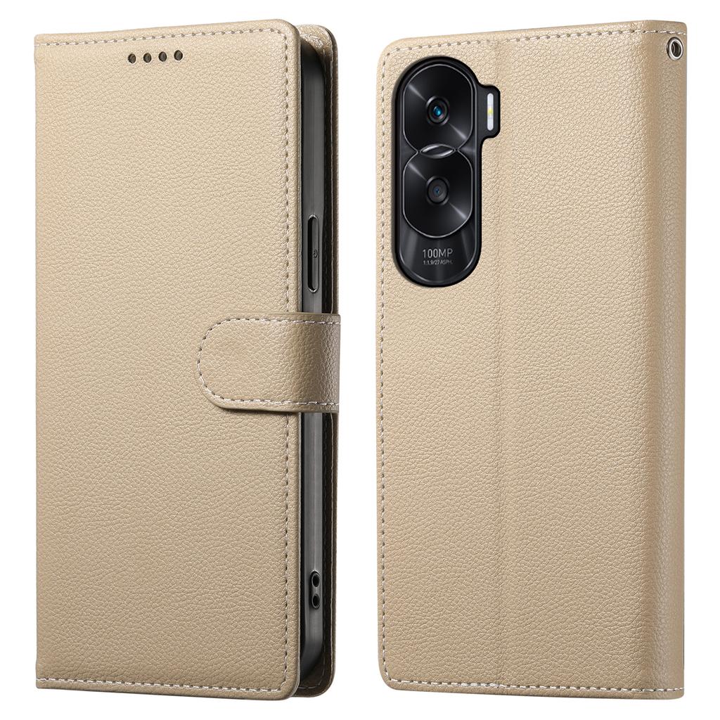 DF-012 For Honor 90 Lite 5G/X50i 5G Case Litchi Texture Leather Magnetic Clasp Wallet Stand Phone Cover