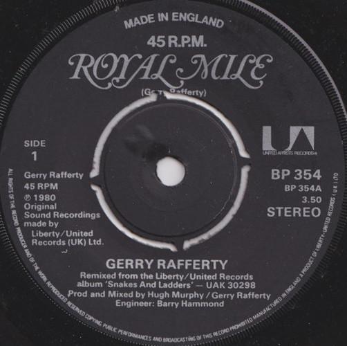 7inch Record GERRY RAFFERTY - Royal Mile BP354 United Artists  1980 UK Rock Used