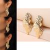 Metal Leaf Earrings With Gold Coating And Bold Design For Women