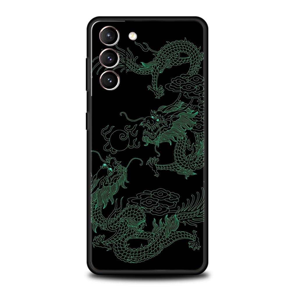 Dragon Phone Case For Samsung Galaxy S25 S24 S23 FE S22 Ultra S20 S21 5G S10 Plus S10E Soft Black Cover