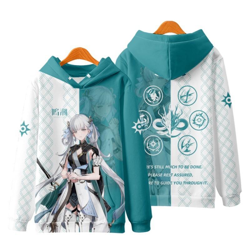 Spiel Wuthering Waves Cosplay Hoodies 3D Phrolova Druck Herren Damen Anime Sweatshirt Herbst/Winter Hoodie Lässig Y2k Trainingsanzug Jacke 5XL blue