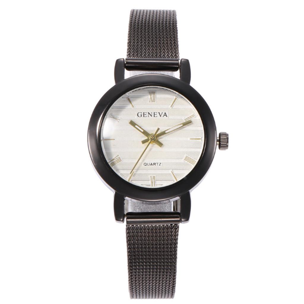 

Римский масштаб Кварцевые часы Женщины Мода Леди Сплав Сетка с наручными часами