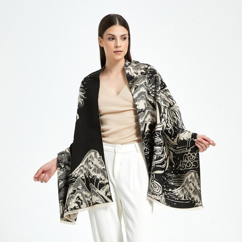 Čtyři roční období k dispozici Nový dámský všestranný kabát na vlasy Imitace kašmírové šály Teplá střední šála šál