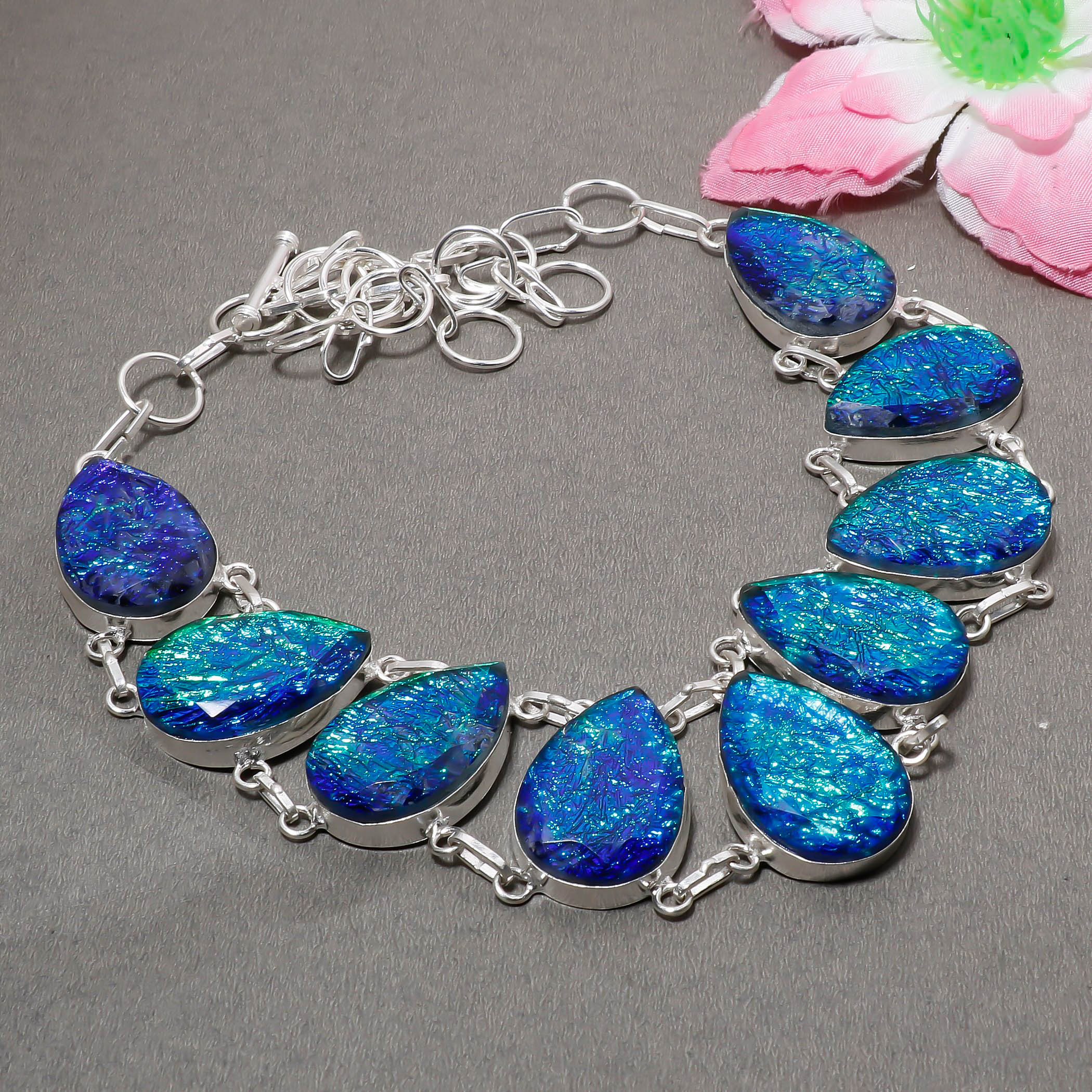 

Blue Triplet Fire Opal Gemstone 925 Sterling Silver Jewelry Necklace 18