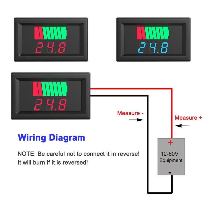 Battery Voltage Monitor, 2 In 1 Universial Battery Status Monitor 12V, 24V, 36V, 48V, 60V LED Digital Battery Meter for Lithium