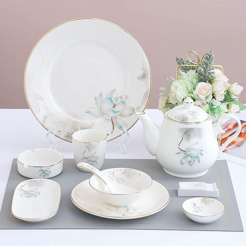 New Chinese Style Gold Rim Bone China Dinnerware Set