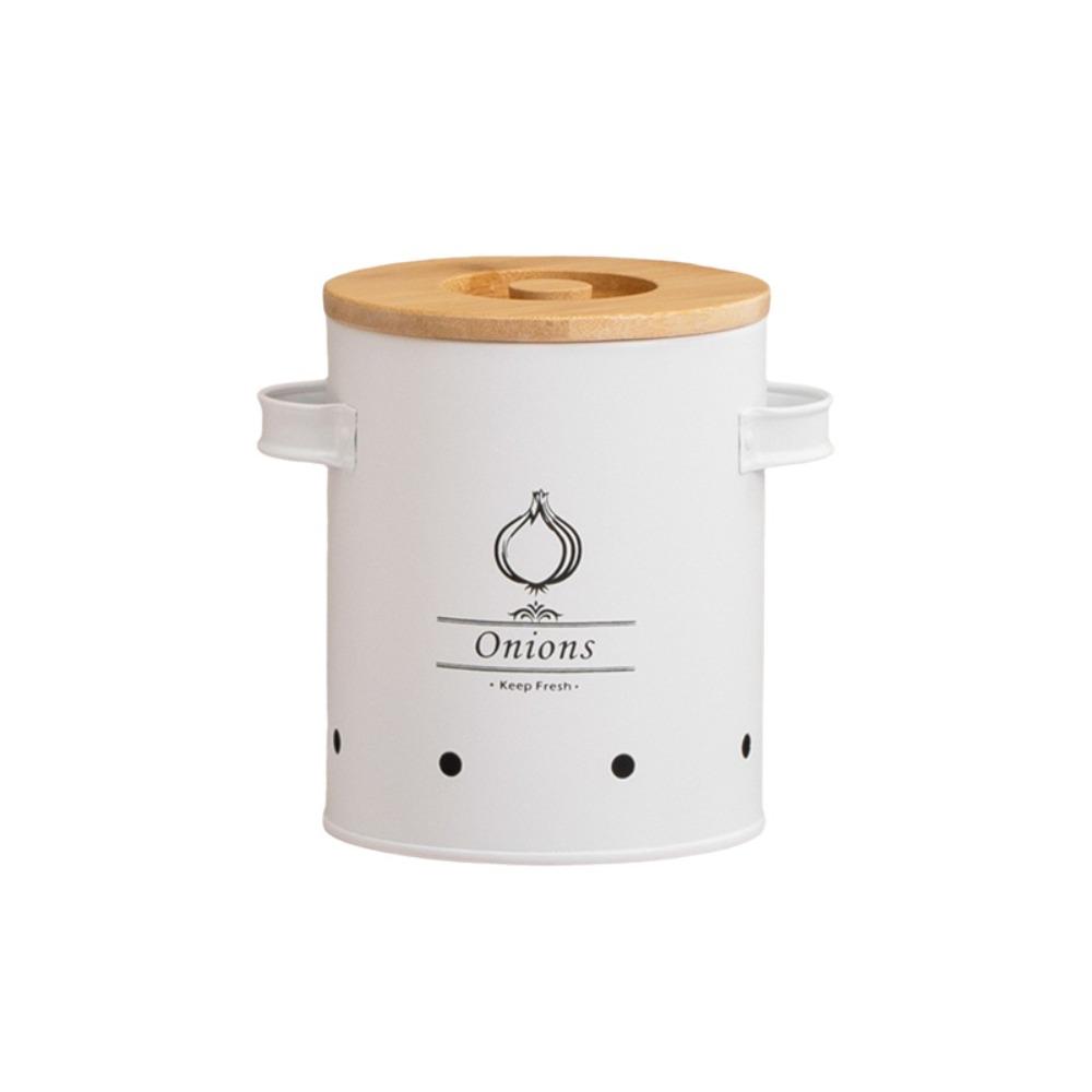 Carbon Steel Garlic Storage Bin with Lid Garlic Keeper Potato Storage Container Pantry