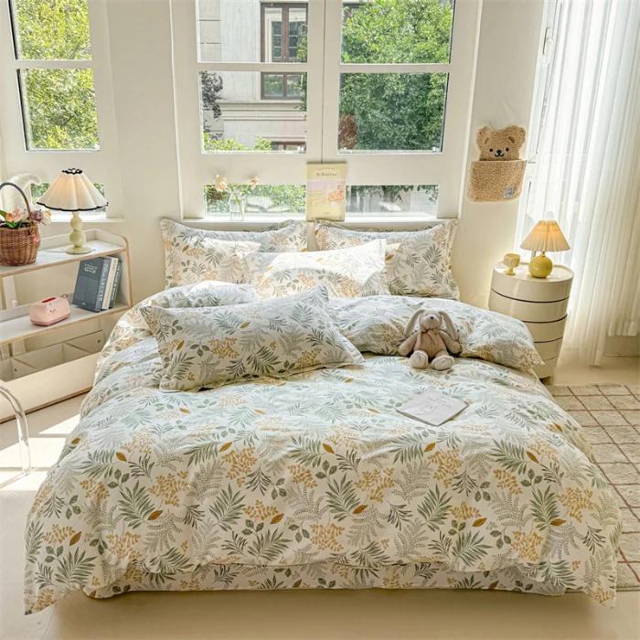 

3pc/Set 100% Cotton Duvet Cover,No Filler,Floral Ins Style, Soft Comfortable Skin-Friendly Fabric,Single/Queen Size Bedding Set 150x200cm 3pc