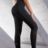 Women's Black Mesh Patchwork High Waist Yoga Pants - European & American Slimming Hip Lifting Nine-Point Style