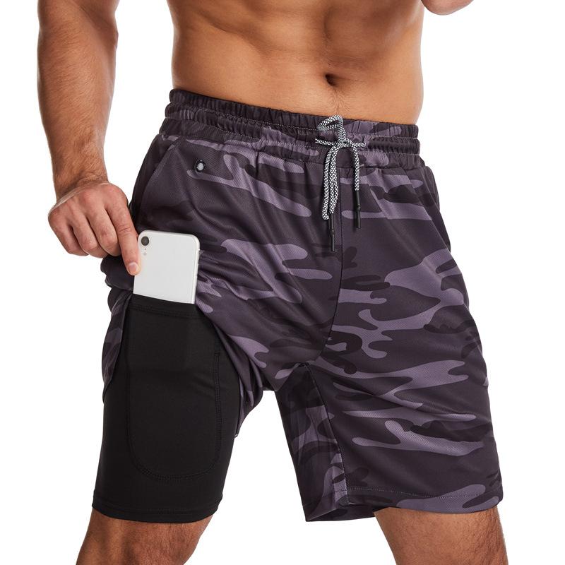 Men's Running Shorts 2-in-1 5/5 Quick Drying Fitness Straight Leg Mid Length Pants