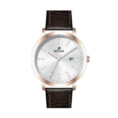 Profile Leather Strap Silver Dial Quartz 50216PPN627 Mens Watch