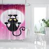 Three Funny Naughty Black Cat Shower Curtain Scratching The Wall With His Paws Fabric Bathroom Decor Set Hooks White And Black