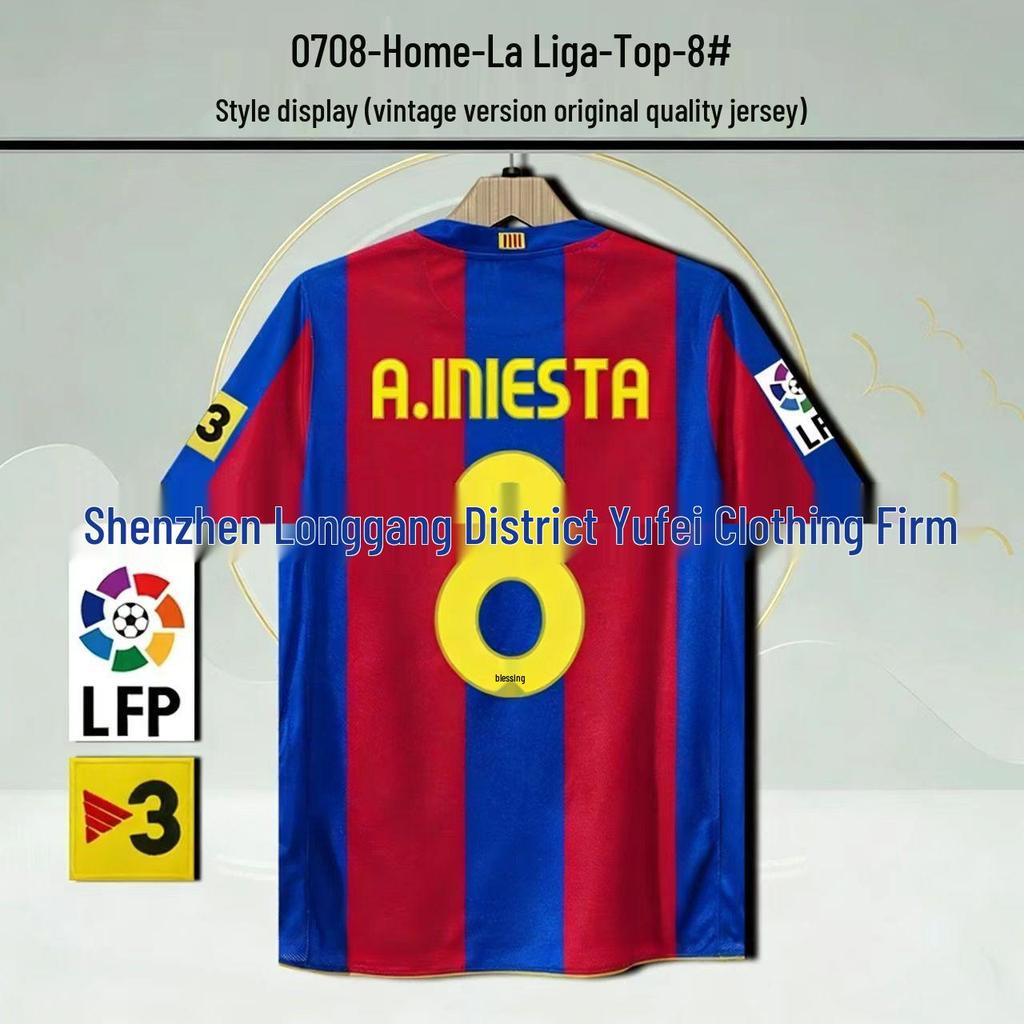 Barcelona Retro Trikot: Nein. 10 Messi, Nein. 9 Ronaldo, Nein. 10 Ronaldinho Gedenkausgabe